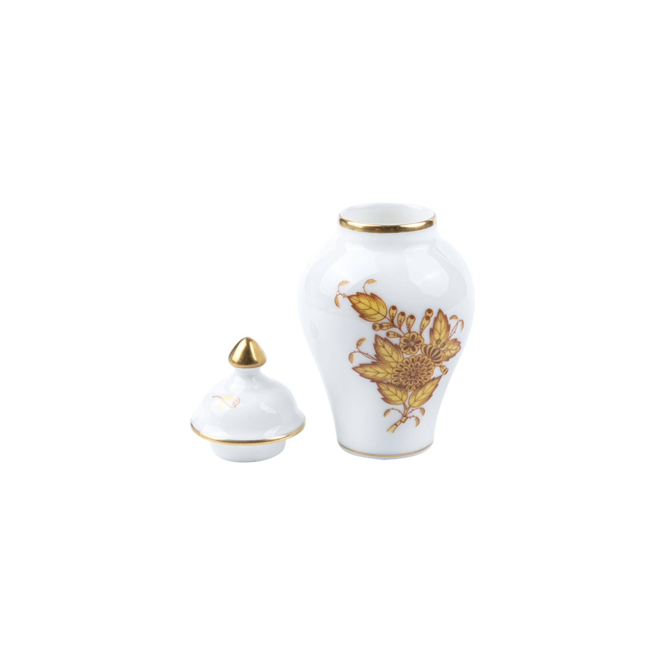 HEREND Mini Küp Vazo 9cm Apponyi Sarı