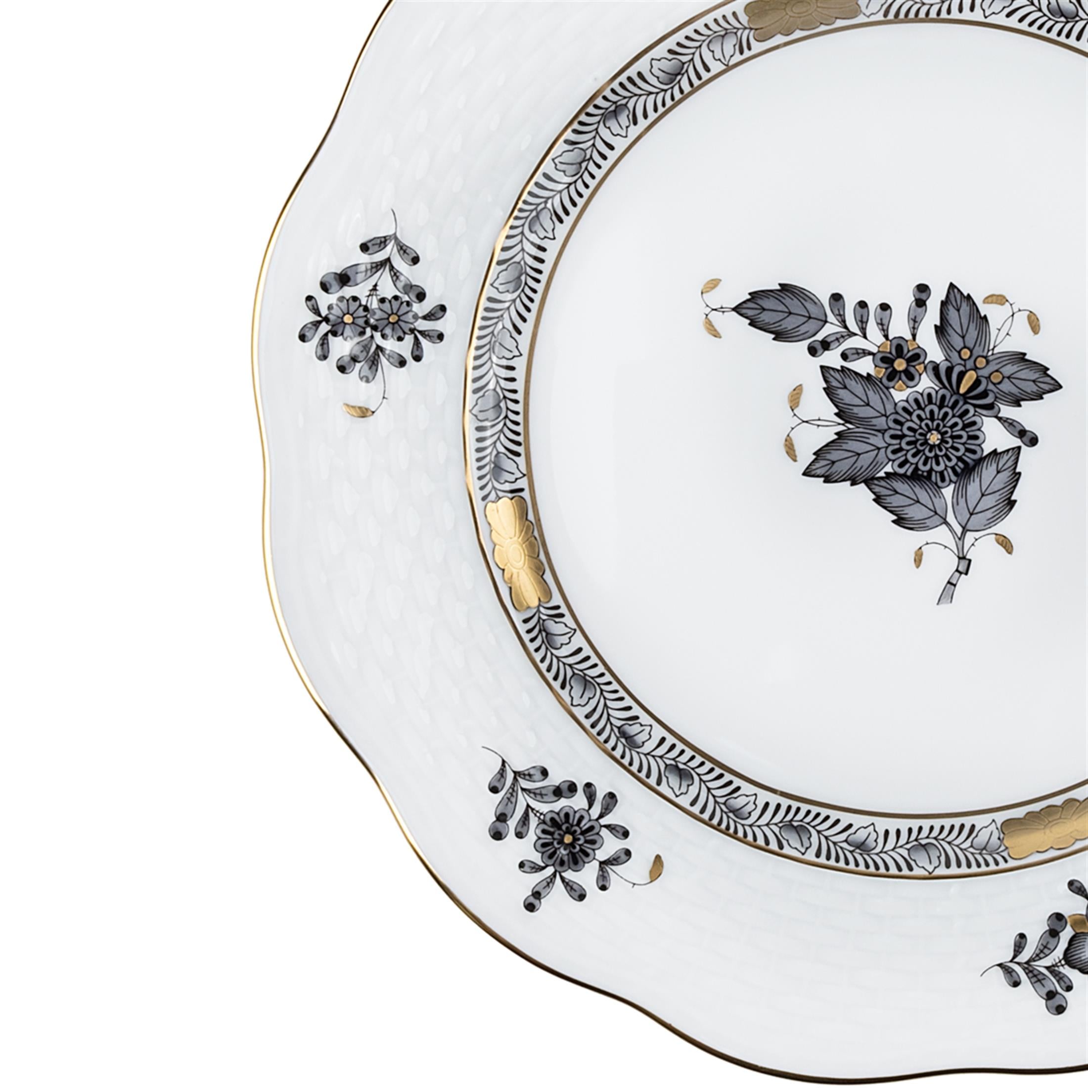 HEREND Pasta Tabağı 19cm Apponyi Siyah