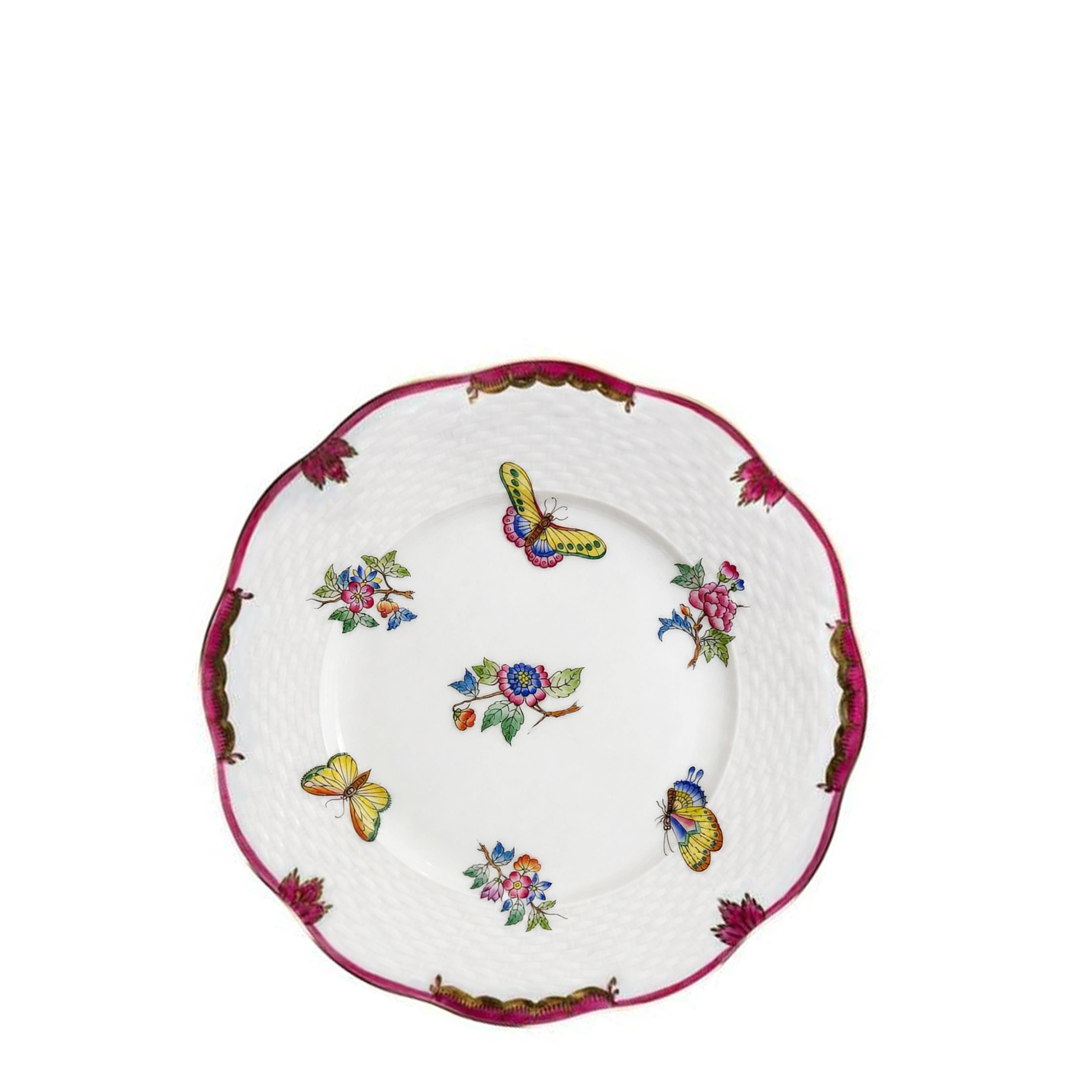 HEREND Pasta Tabağı 19cm Queen Victoria Renkli Pembe Kenar