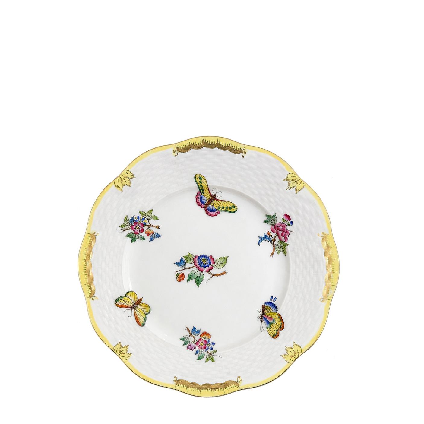 HEREND Pasta Tabağı 19cm Queen Victoria Renkli Sarı Kenar