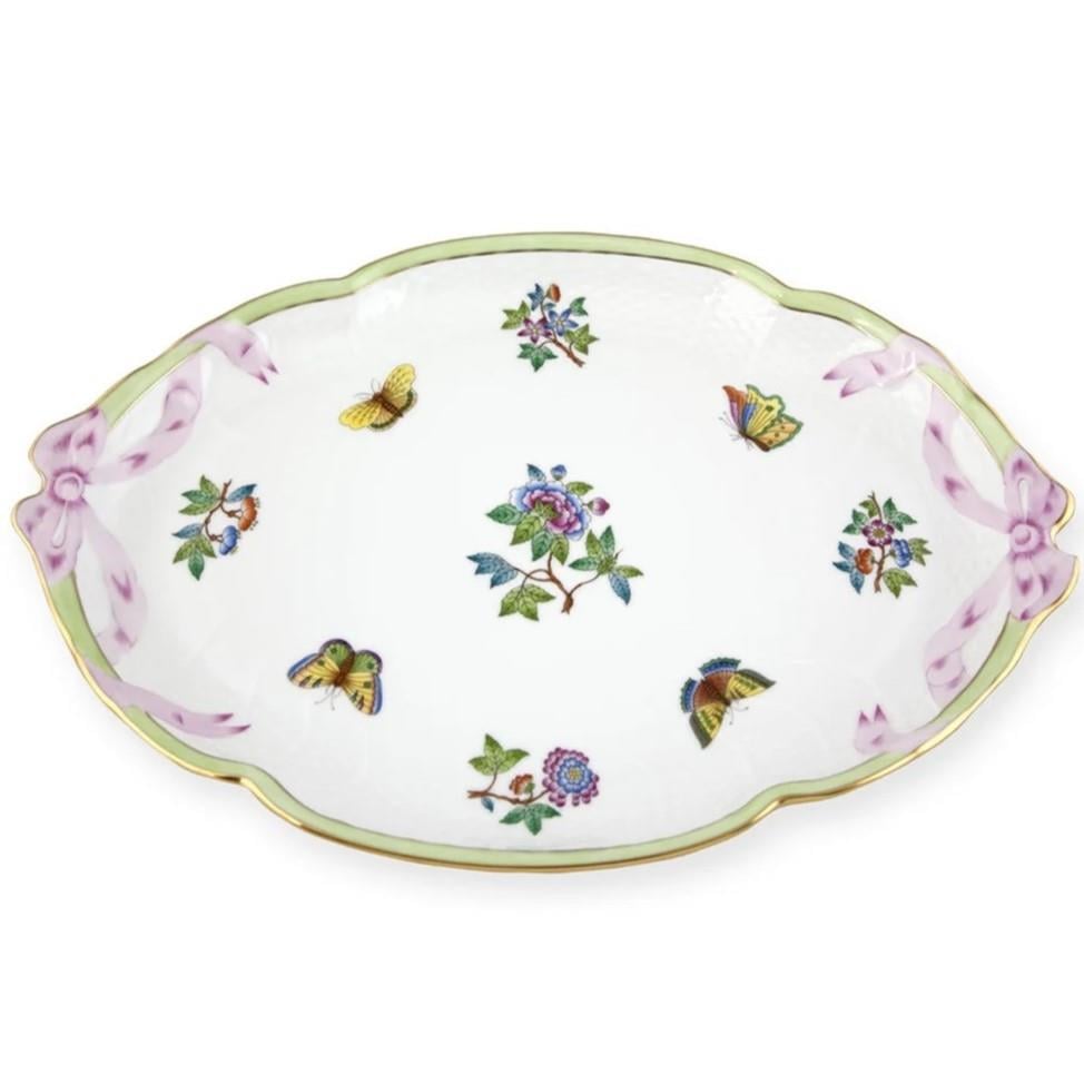 HEREND Tepsi Büyük Fiyonklu 40,5cm Queen Victoria Renkli