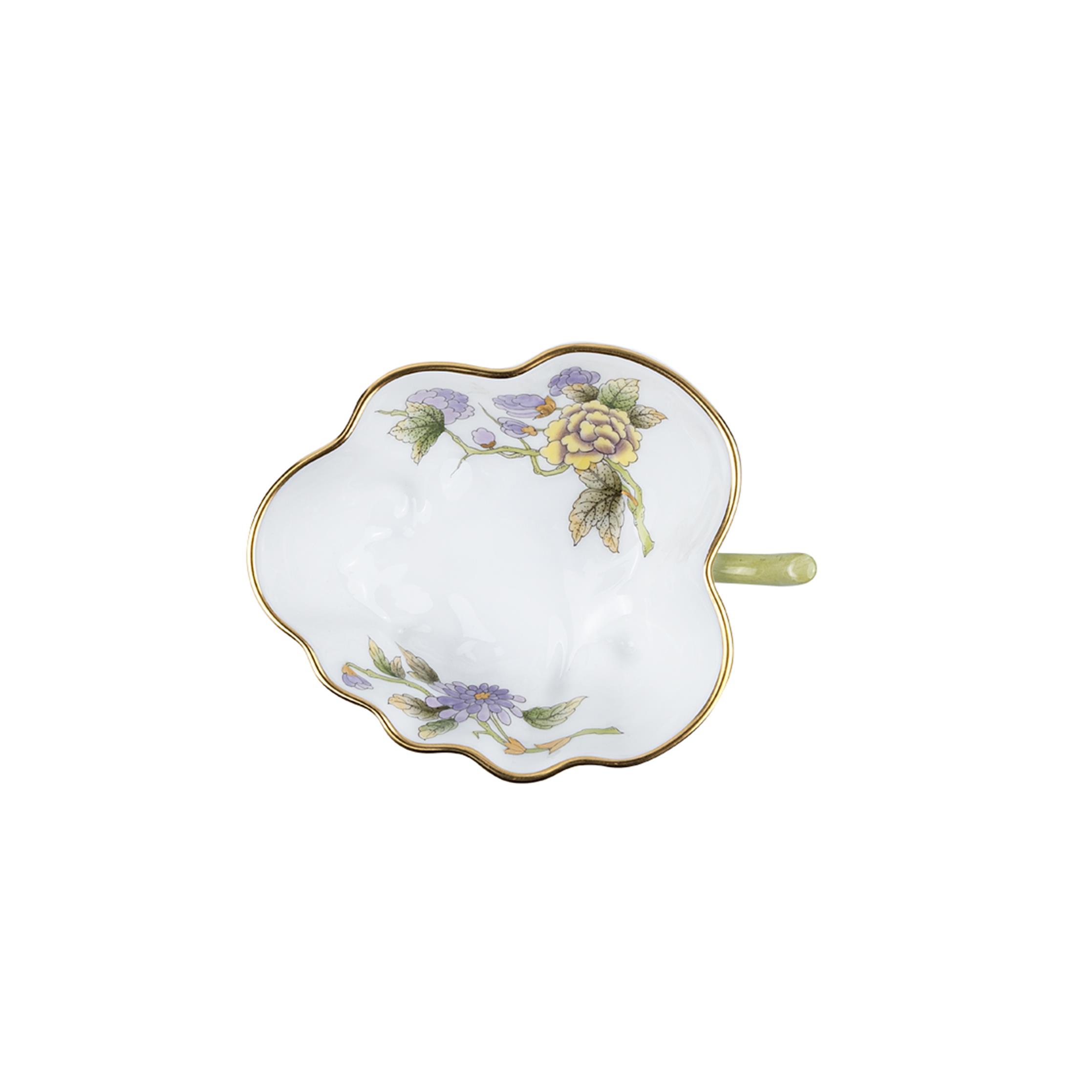 HEREND Leaf Turkish Delight Holder Small Victoria Lilac Green