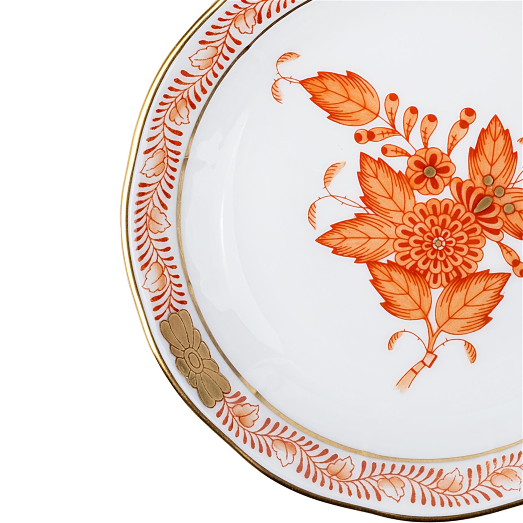 HEREND Round Small Turkish Delight Holder 9,5cm Apponyi Orange