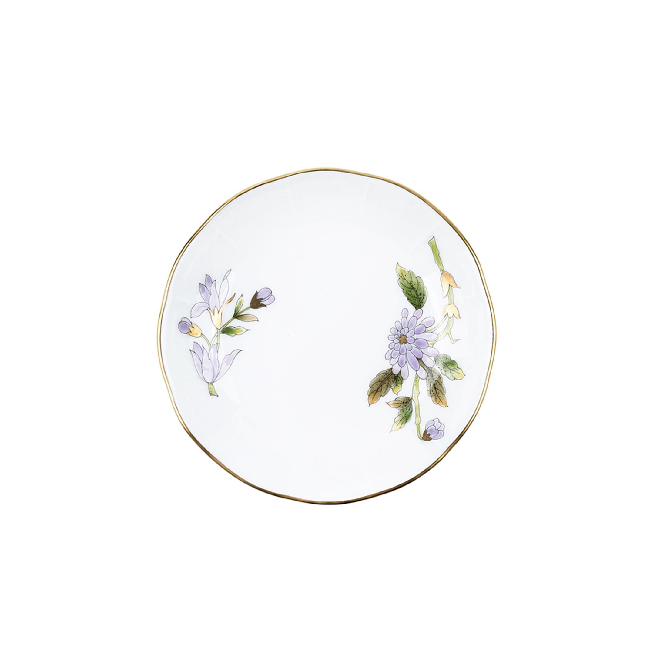 HEREND Round Small Turkish Delight Holder 9,5cm Victoria Lilac Green