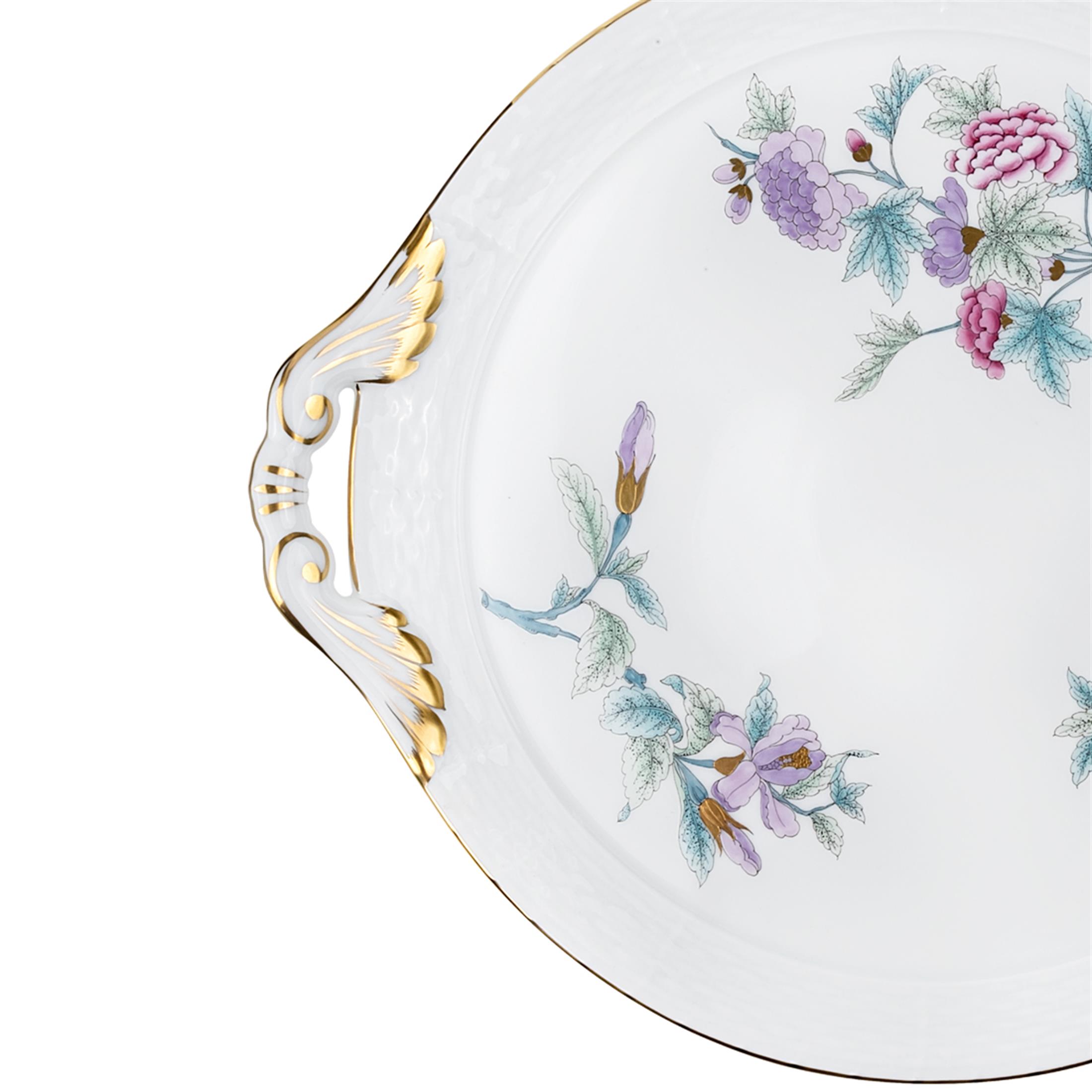 HEREND Round Tray Victoria Lila Turquoise