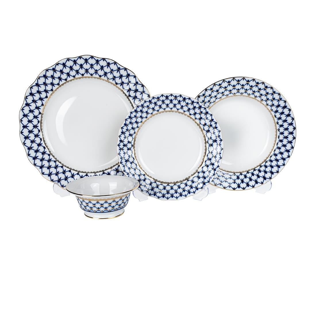 IMPERIAL PORCELAIN 48 Parça  Yemek Servis Takımı Cobalt Net Mavi
