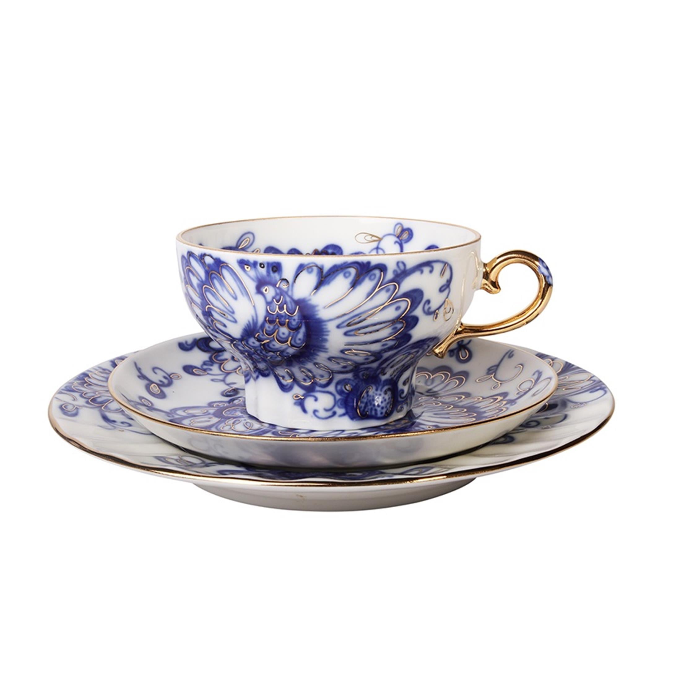 IMPERIAL PORCELAIN Çay Fincanı 230 ml & Pasta Tabağı 18 cm Trio SINGING GARDEN