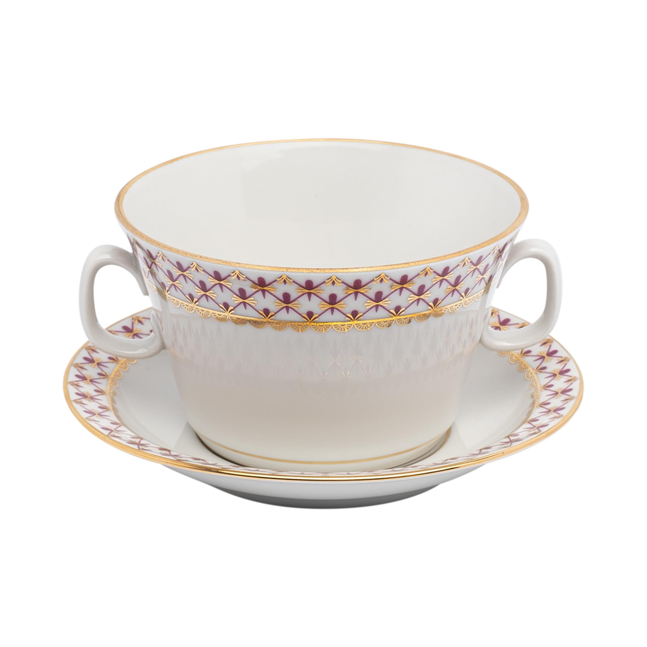 IMPERIAL PORCELAIN Soup Bowl with Handle Net-blues Pink