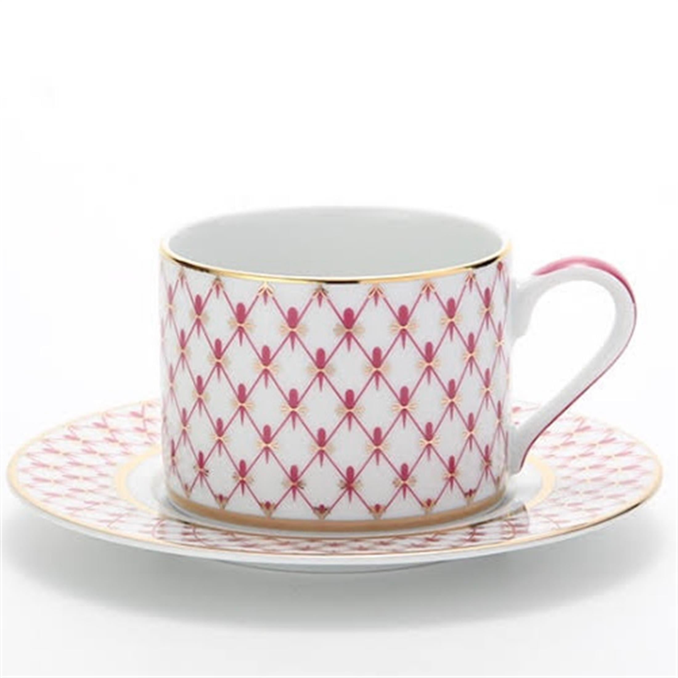 IMPERIAL PORCELAIN Demlik Fincan Takımı Hediye Seti Net-blues Pembe