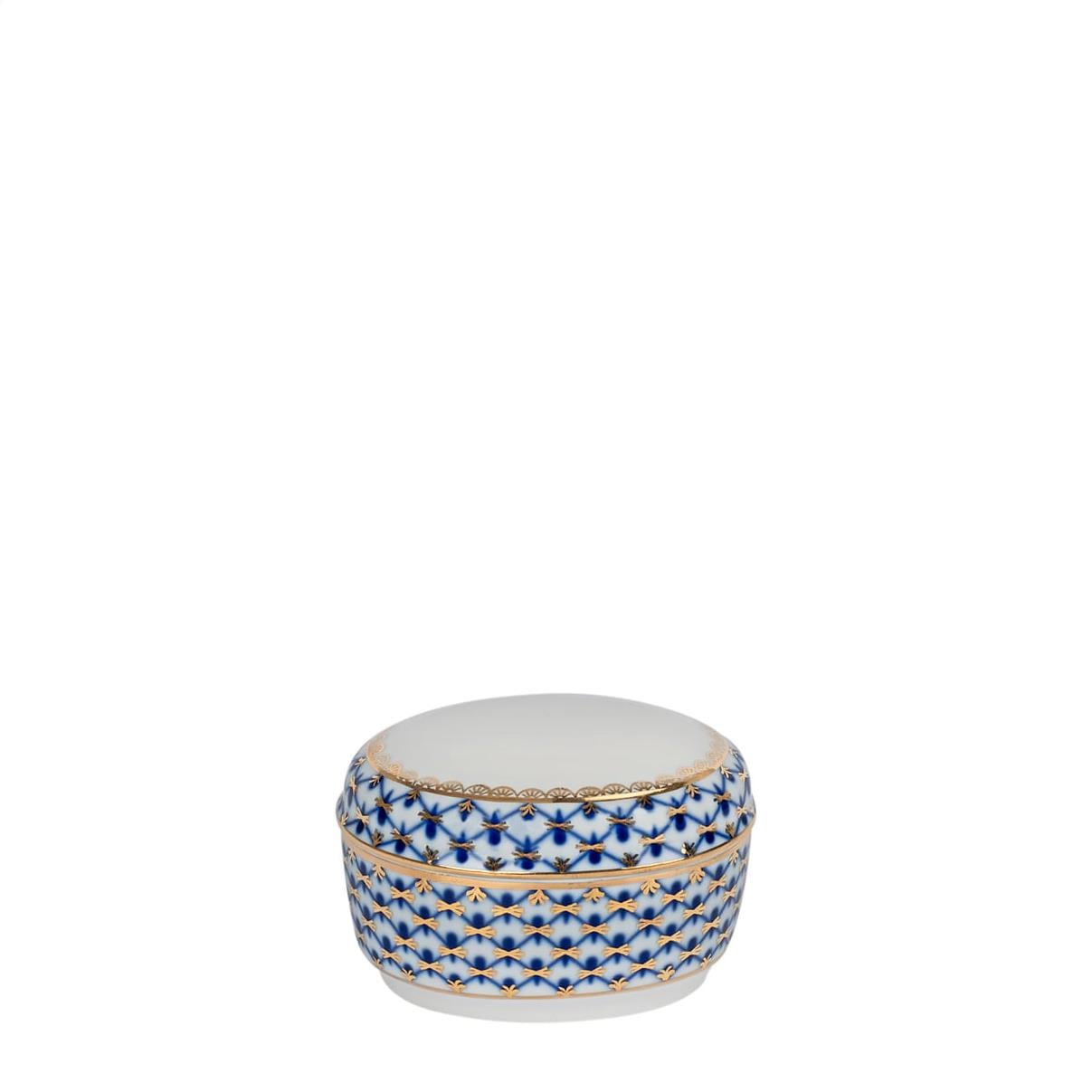 IMPERIAL PORCELAIN Kapaklı Mücevher Kutusu Cobalt net Mavi