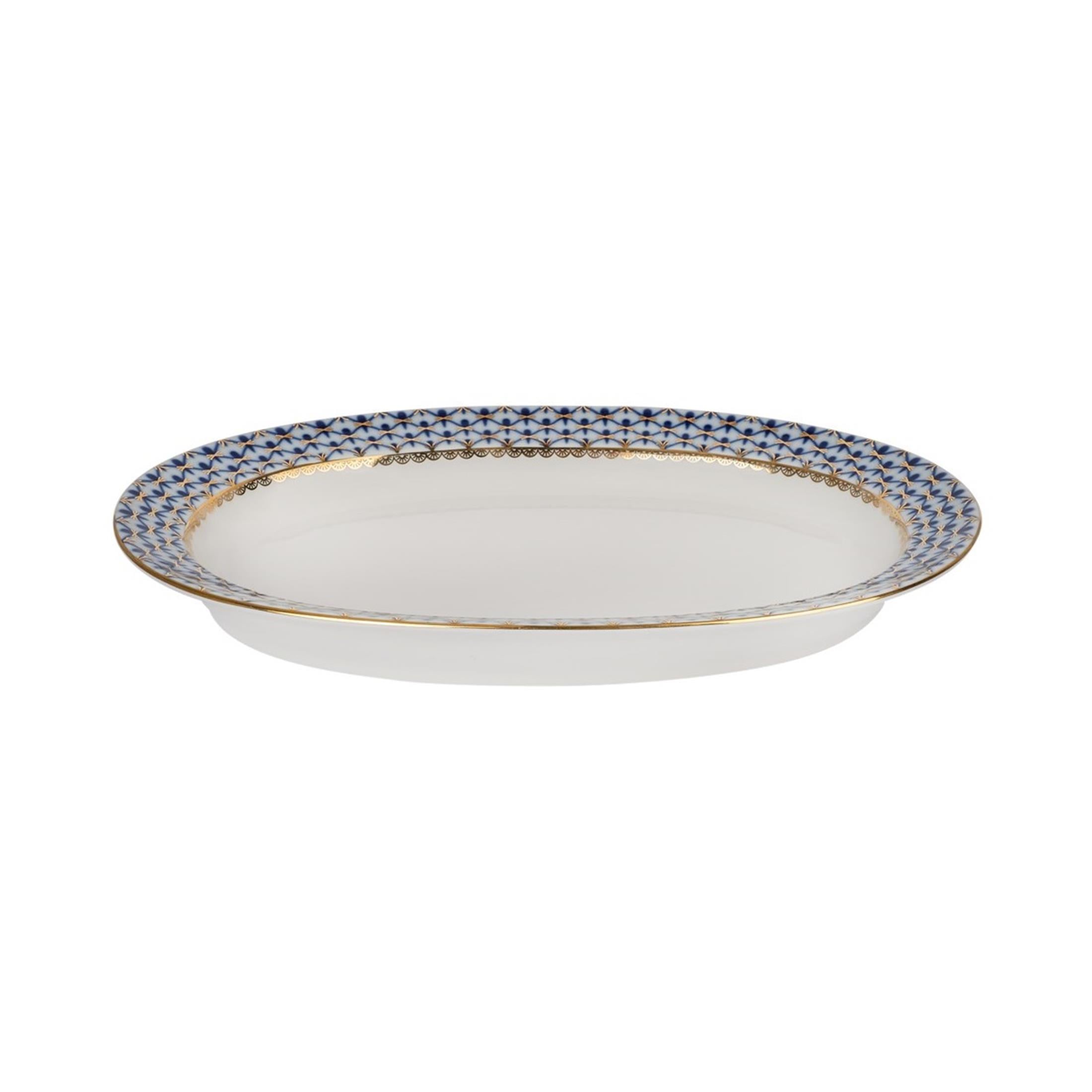 IMPERIAL PORCELAIN Oval Servislik 24cm Cobalt net Mavi