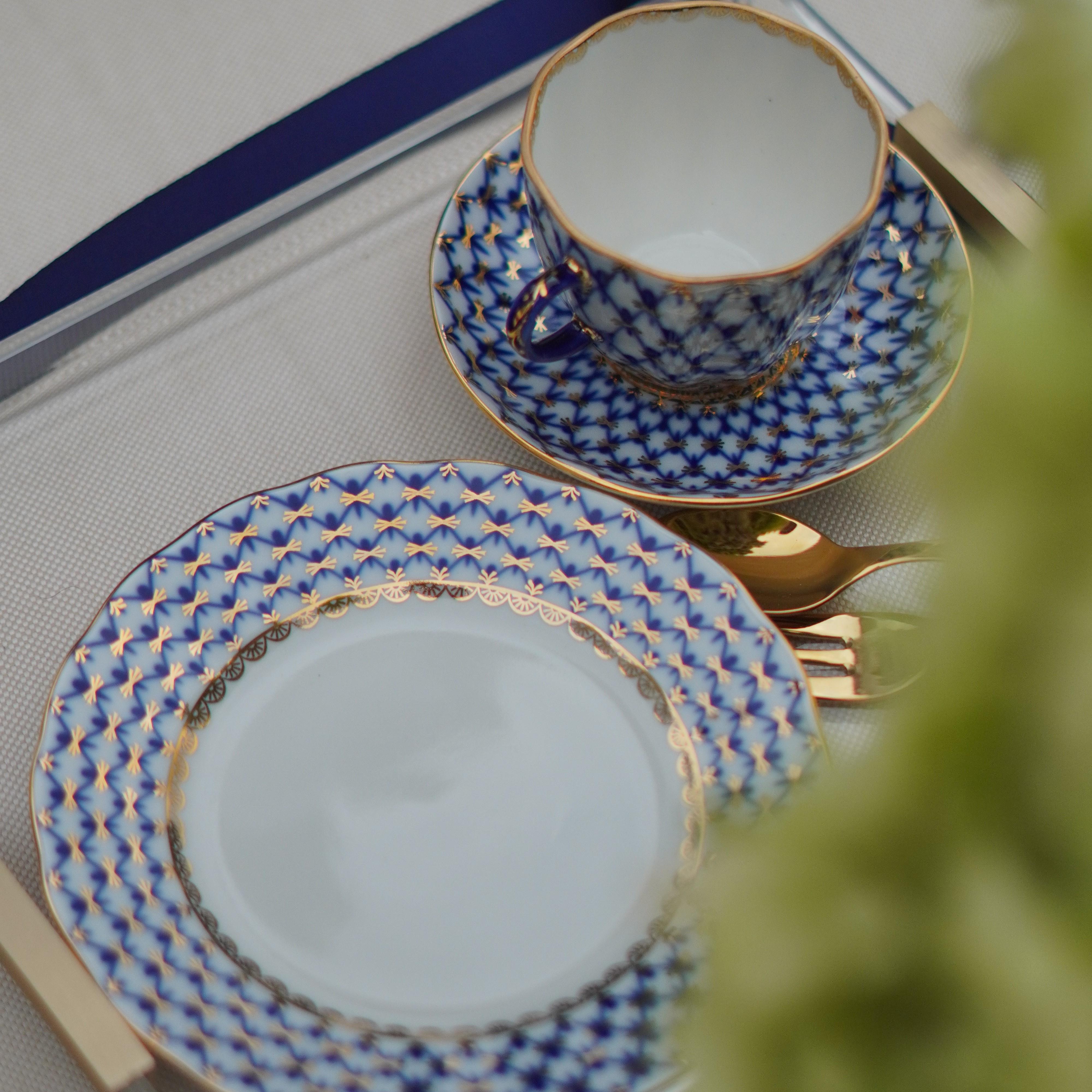 IMPERIAL PORCELAIN  Pasta Tabağı 15 cm Cobalt net Mavi