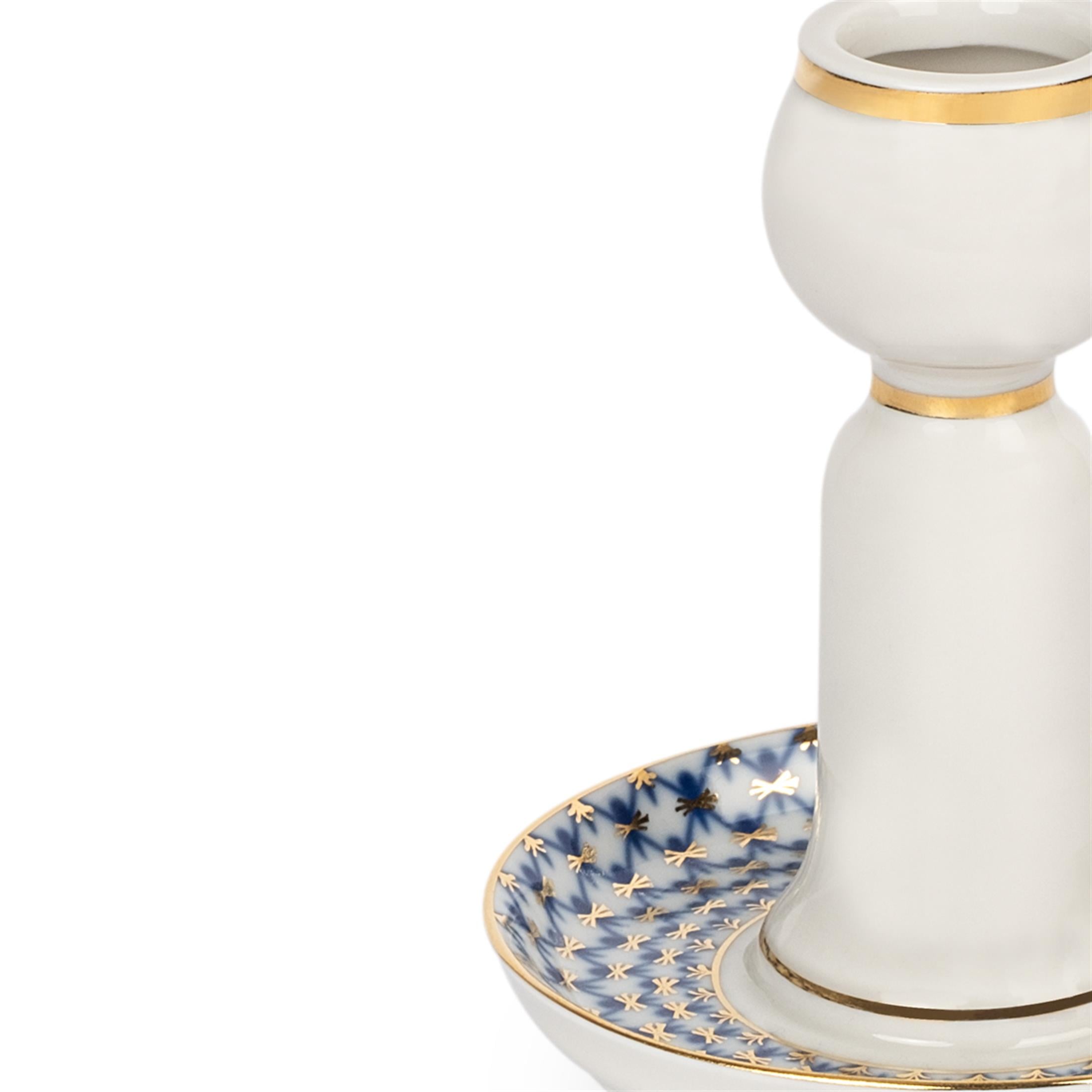 IMPERIAL PORCELAIN Şamdan tekli Cobalt net Mavi