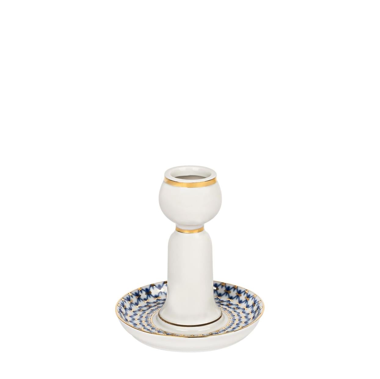 IMPERIAL PORCELAIN Şamdan tekli Cobalt net Mavi