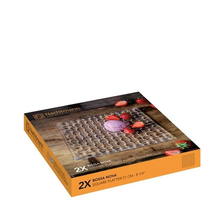 NACHTMANN Square Plate 21cm Set of 2 Bossa Nova Transparent