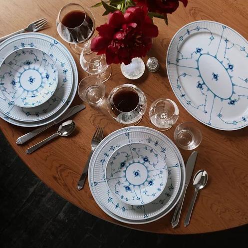 ROYAL COPENHAGEN Deep Plate 21 cm Blue Fluted Plain