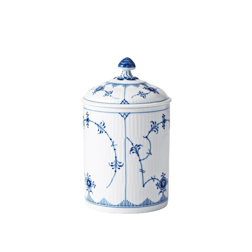 ROYAL COPENHAGEN Kapaklı Şekerlik 16 cm Blue Fluted Plain