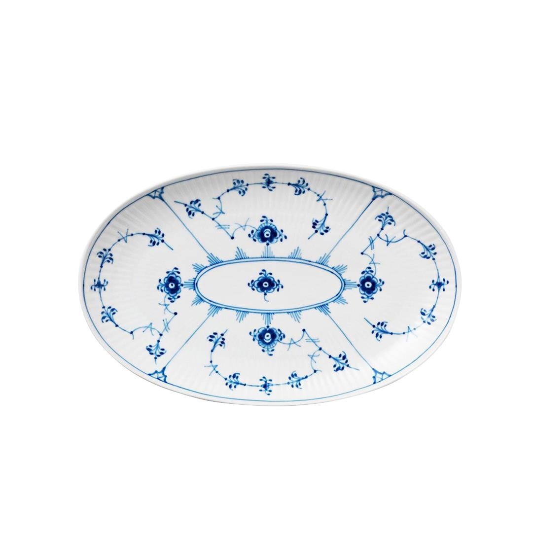 ROYAL COPENHAGEN Oval Serving Platter 23 cm Blue Fluted Plain