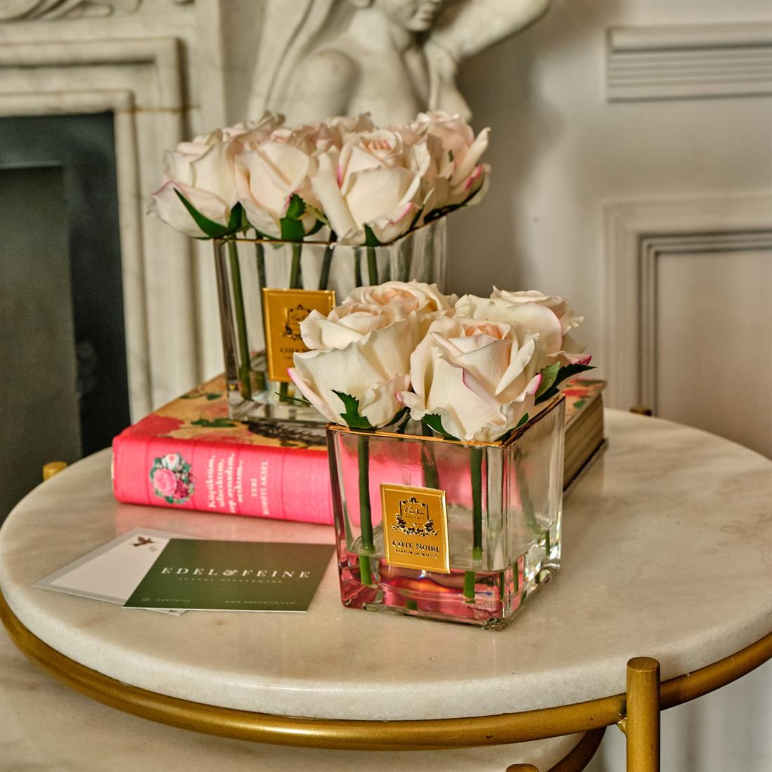 COTE NOIRE Kare 4  Beyaz Güllü Pembe Çizgili Gold  Koku