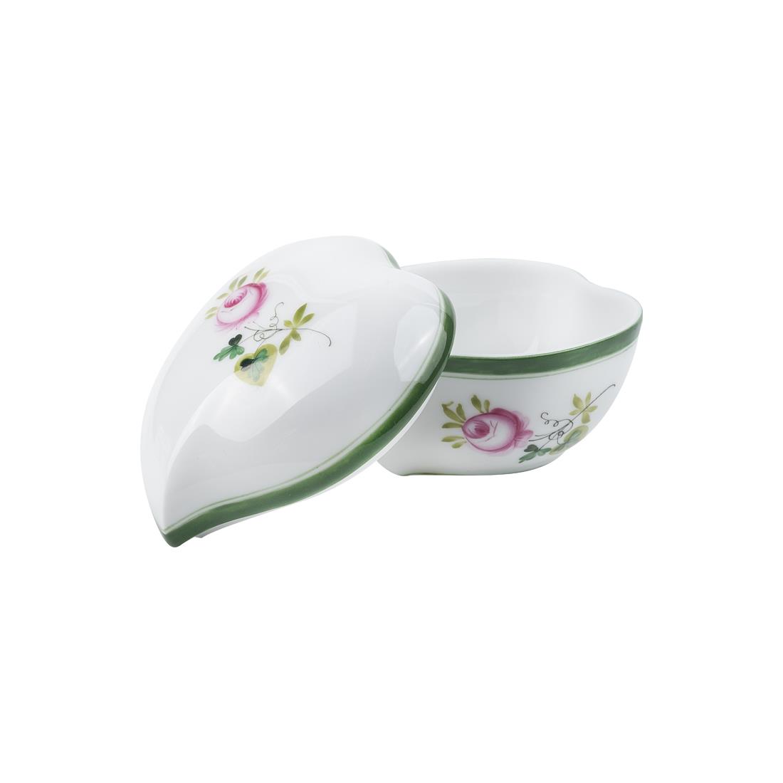 HEREND Bonboniyer 7,5cm Vienna Rose Yeşil Çizgili Pembe Güllü