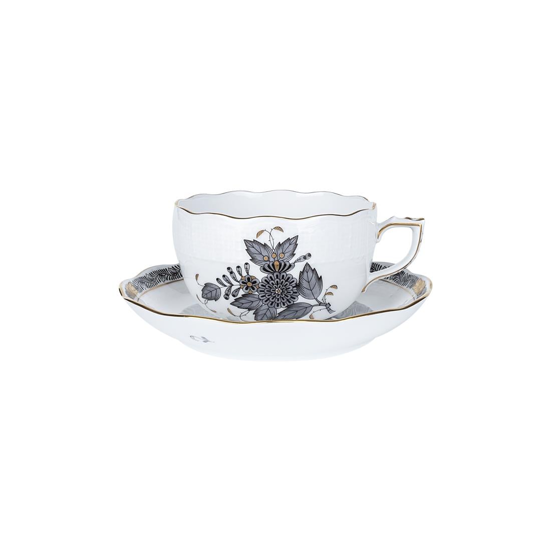 HEREND Çay Fincanı & Tabağı 200ml Apponyi Siyah