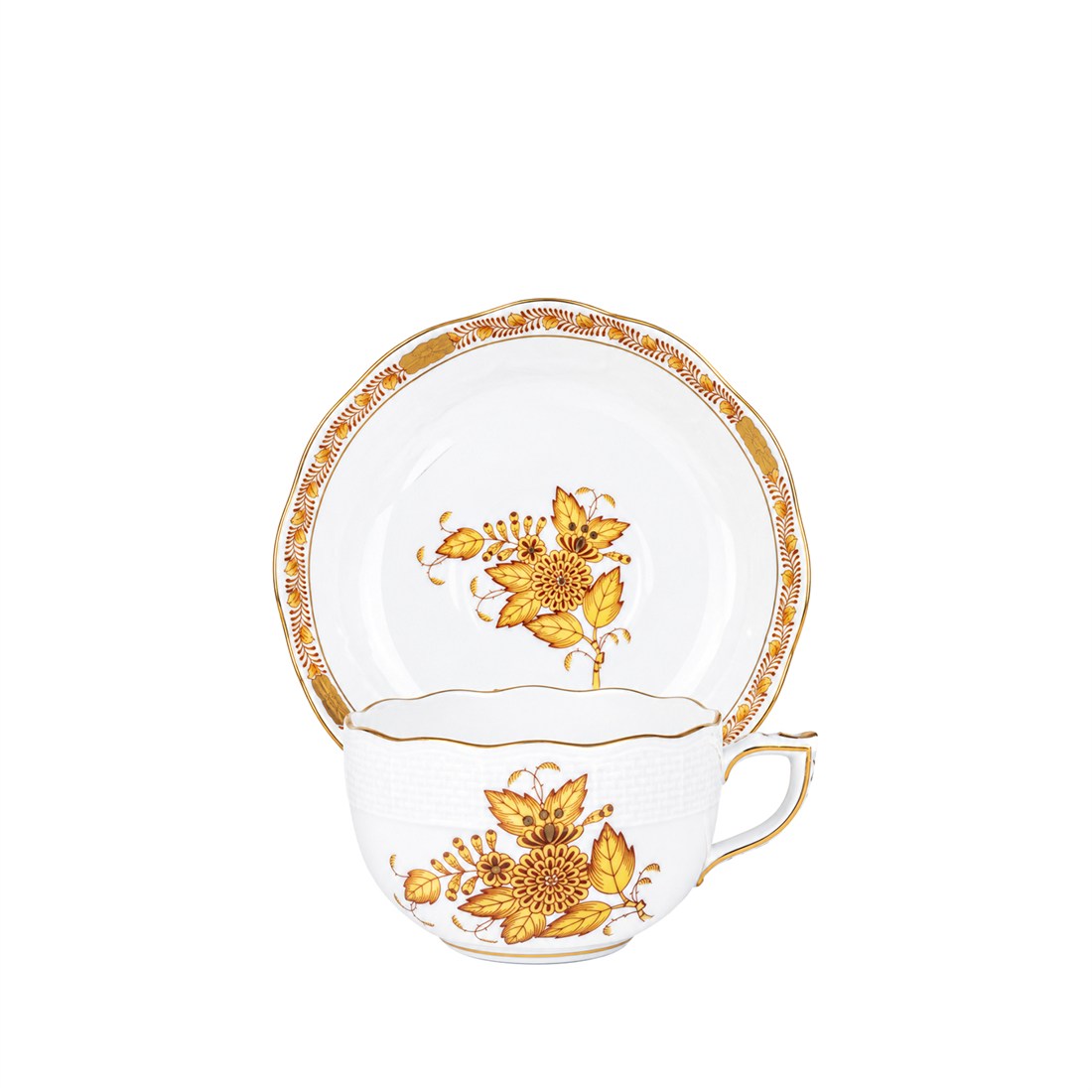 HEREND Teacup & Saucer 200ml Apponyi Yellow