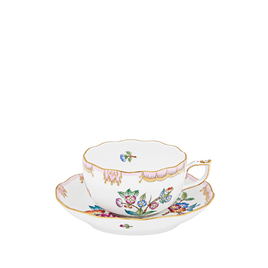 HEREND Çay Fincanı & Tabağı 200ml  Queen Victoria AÇIK PEMBE Renkli