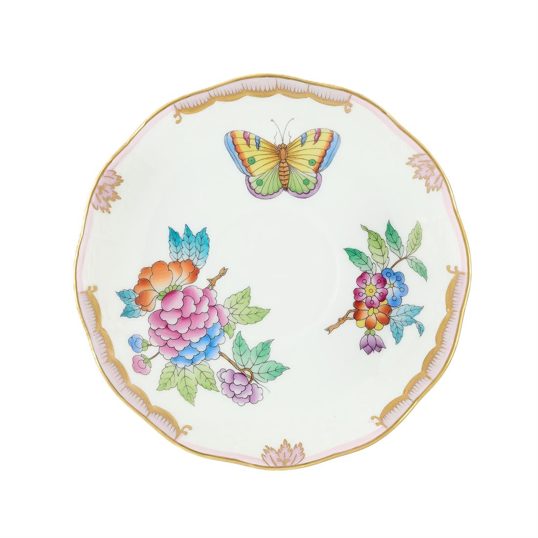 HEREND Çay Fincanı & Tabağı 200ml  Queen Victoria Az Desenli Açık Pembe