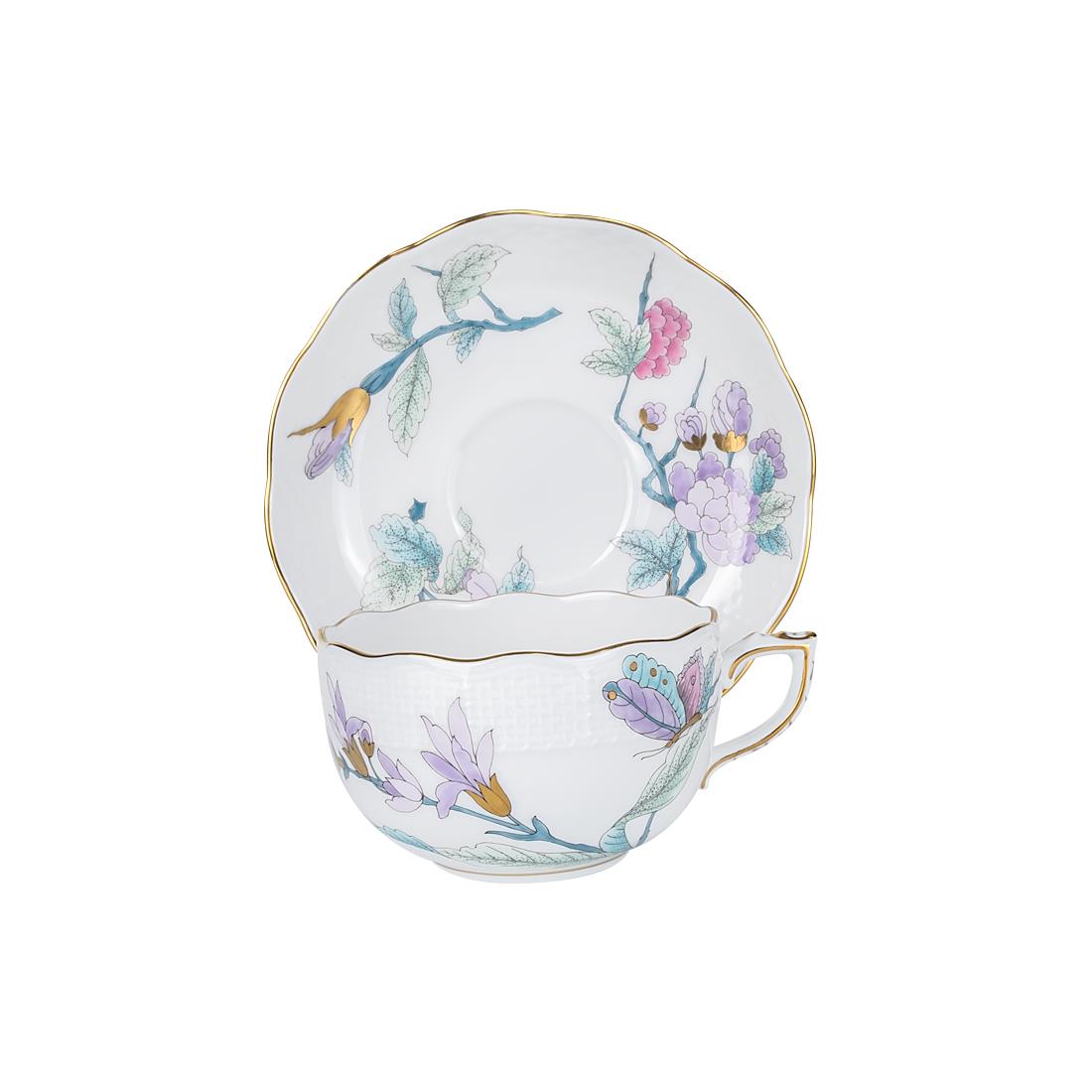 HEREND Çay Fincanı & Tabağı 200ml Victoria Lila Turkuaz