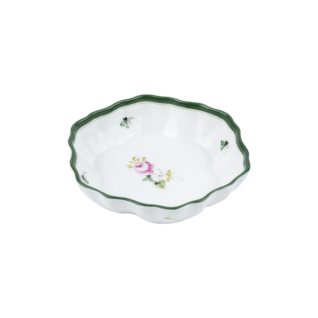 HEREND Çiçek Servislik Küçük 12,5cm Vienna Rose Yeşil Çizgili Pembe Güllü