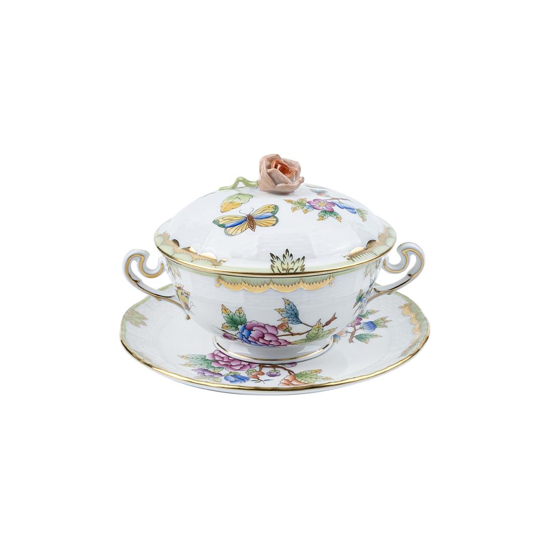 HEREND Soup Bowl Set 3 Piece Queen Victoria Classic Color