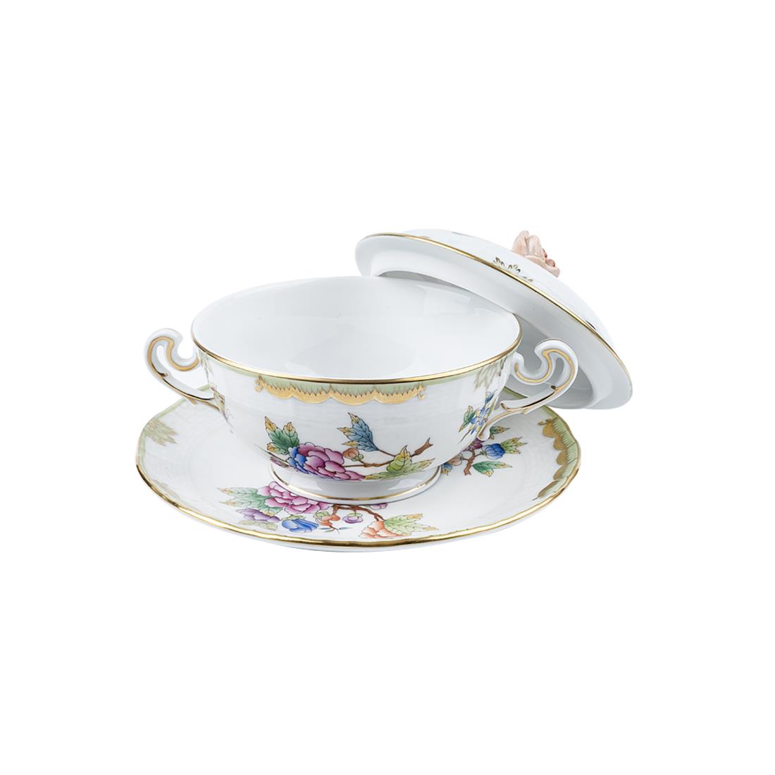 HEREND Soup Bowl Set 3 Piece Queen Victoria Classic Color