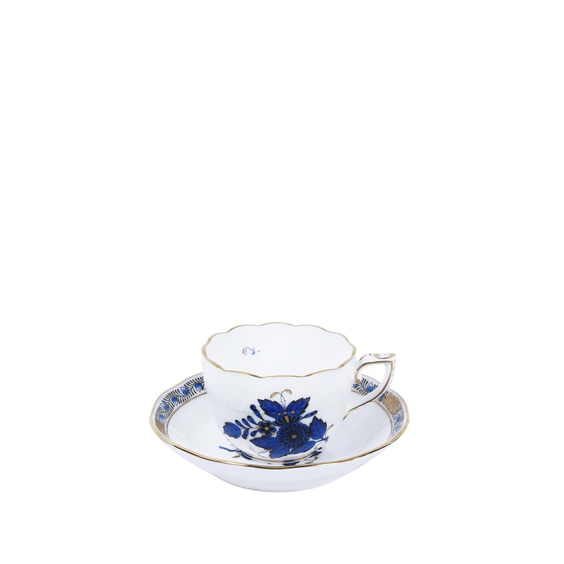 HEREND Kahve Fincanı & Tabağı 110ml Apponyi Buket Mavi