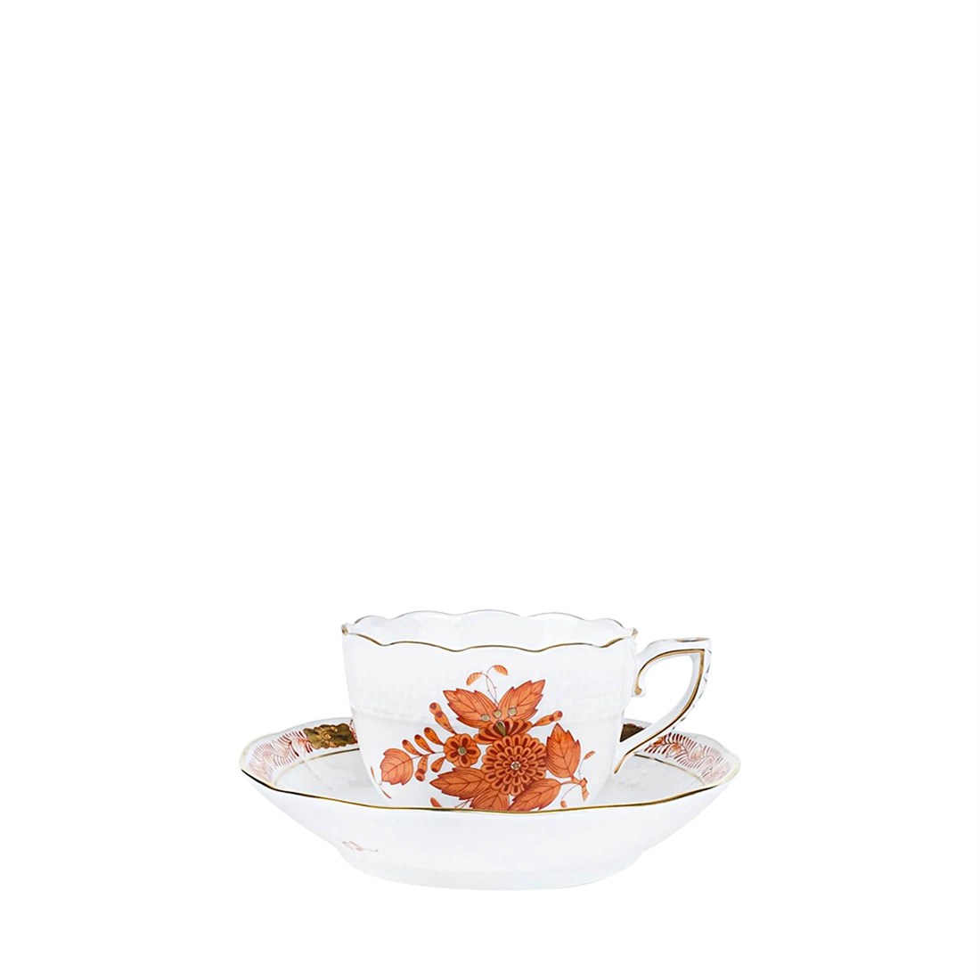 HEREND Coffee Cup & Saucer 110ml Apponyi Orange