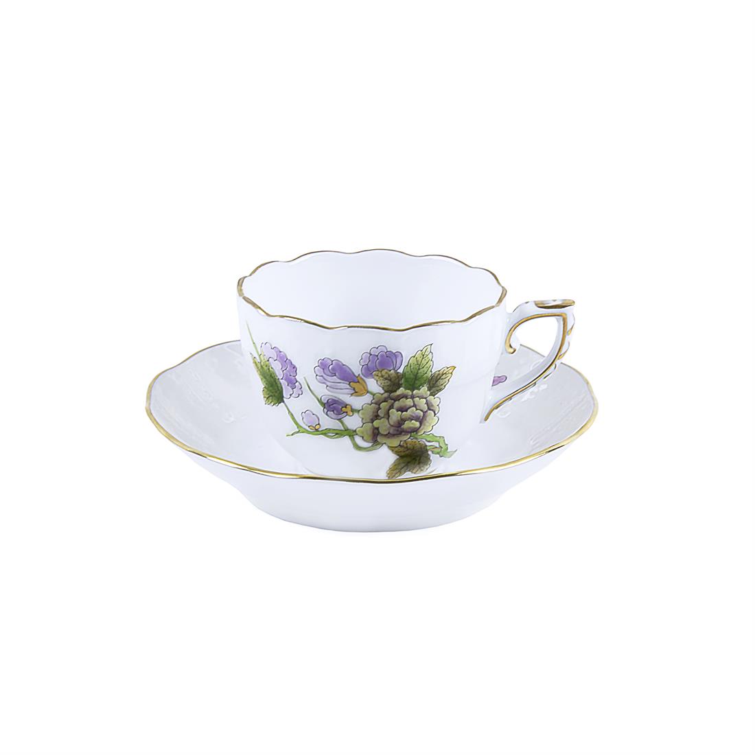 HEREND Kahve Fincanı & Tabağı 110ml Victoria Lila Yeşil