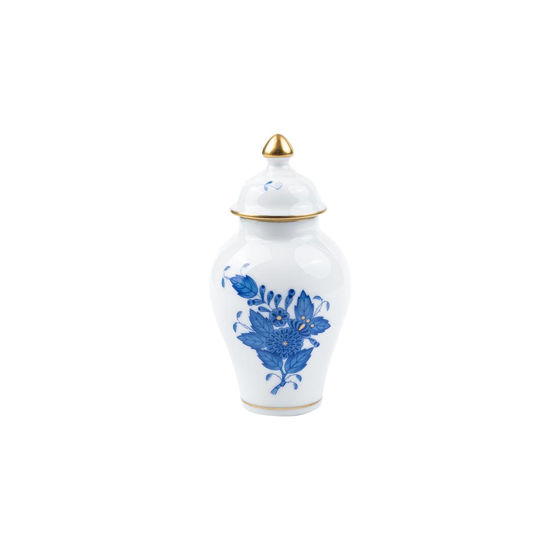 HEREND Mini Küp Vazo 9cm Apponyi Mavi