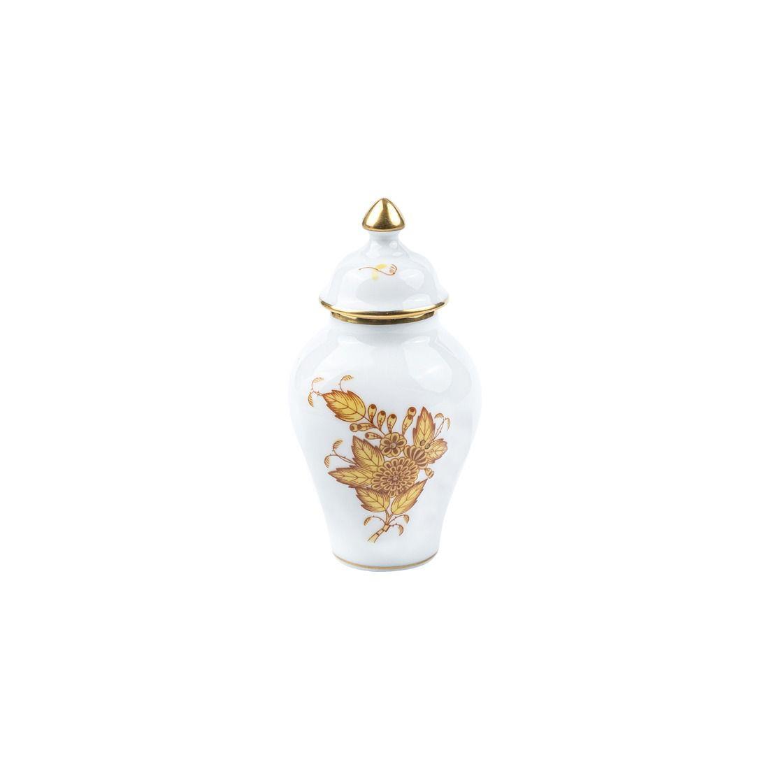 HEREND Mini Cube Vase 9cm Apponyi Yellow