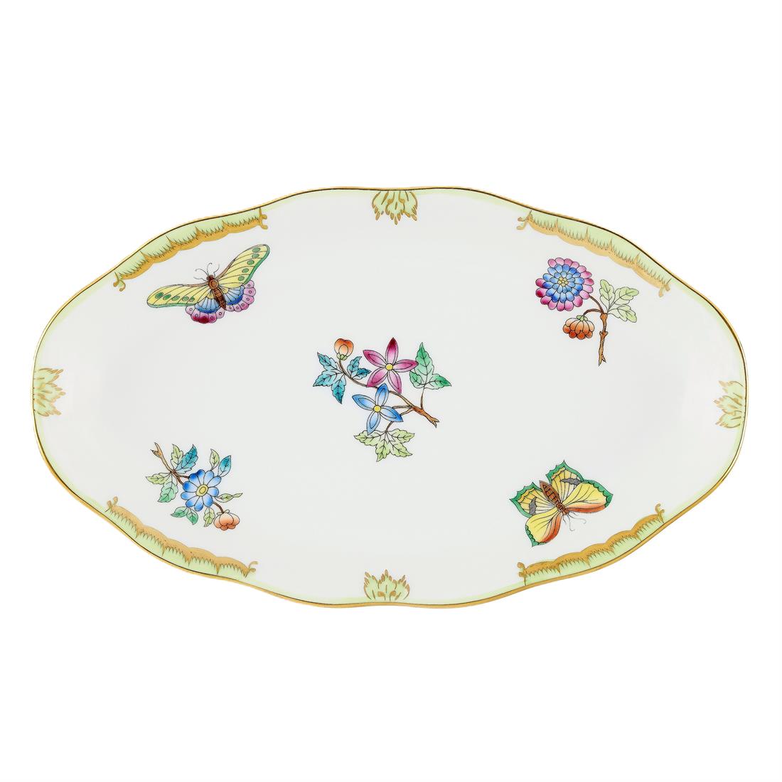 HEREND Oval Servislik Büyük 24cm Victoria Renkli Az Desenli