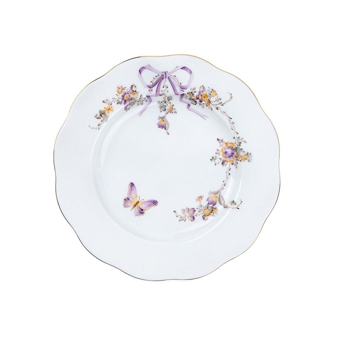 HEREND Dessert Plate 19cm EDEN Floral Lilac with Bowtie