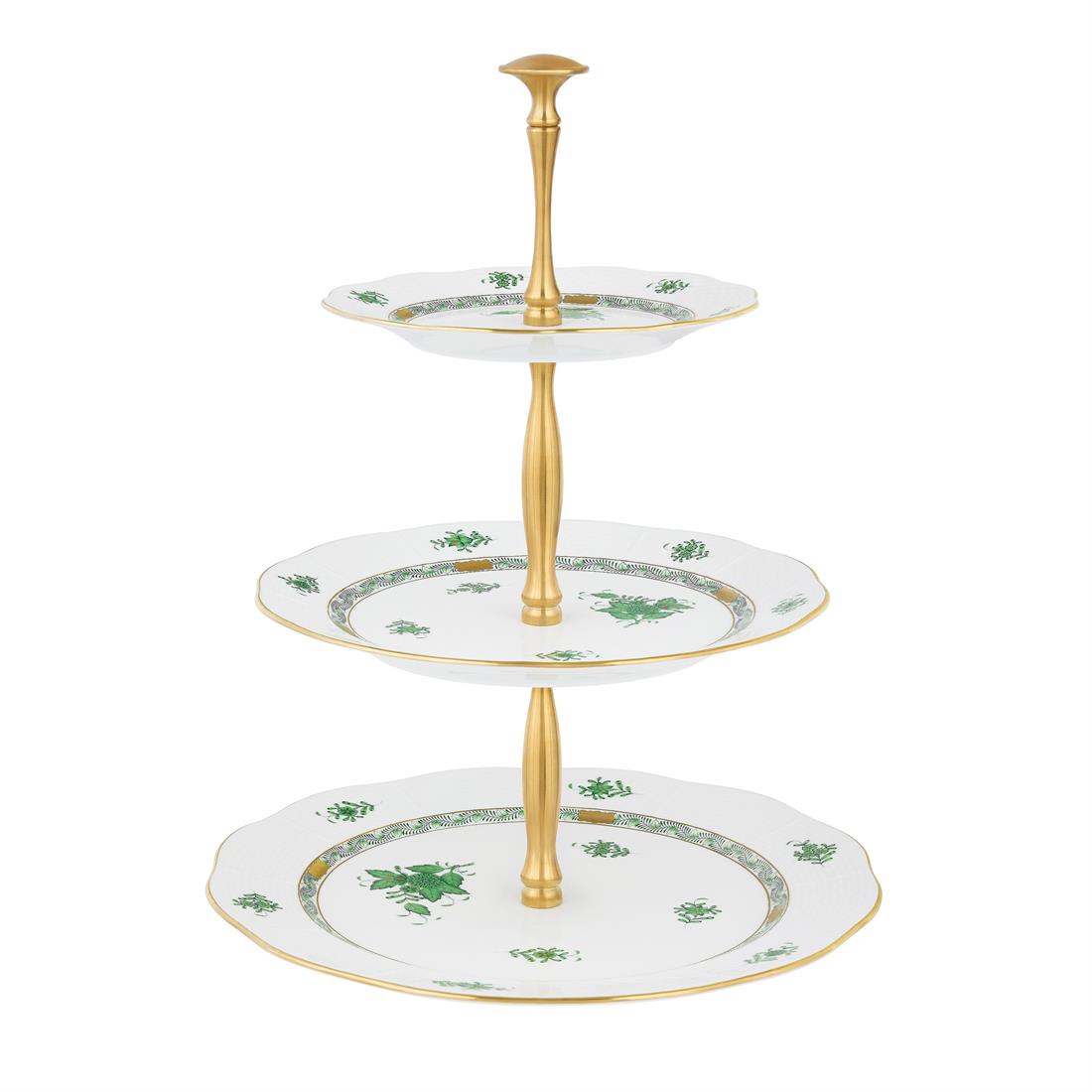 HEREND Üç Katlı Servislik Apponyi Yeşil