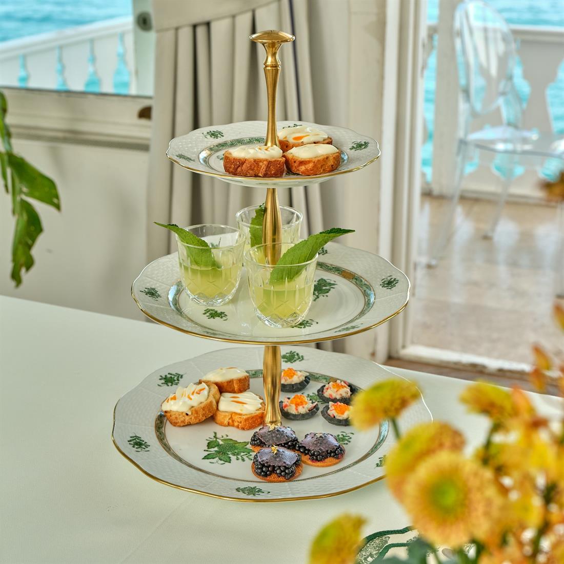 HEREND Üç Katlı Servislik Apponyi Yeşil