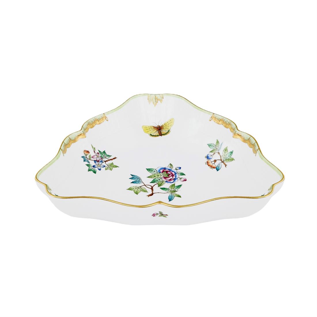 HEREND Üçgen Salata Kasesi Queen Victoria Az Desenli