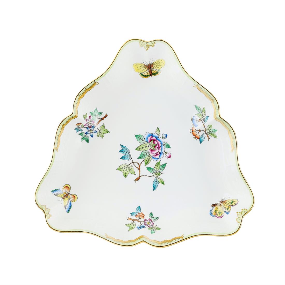 HEREND Üçgen Salata Kasesi Queen Victoria Az Desenli