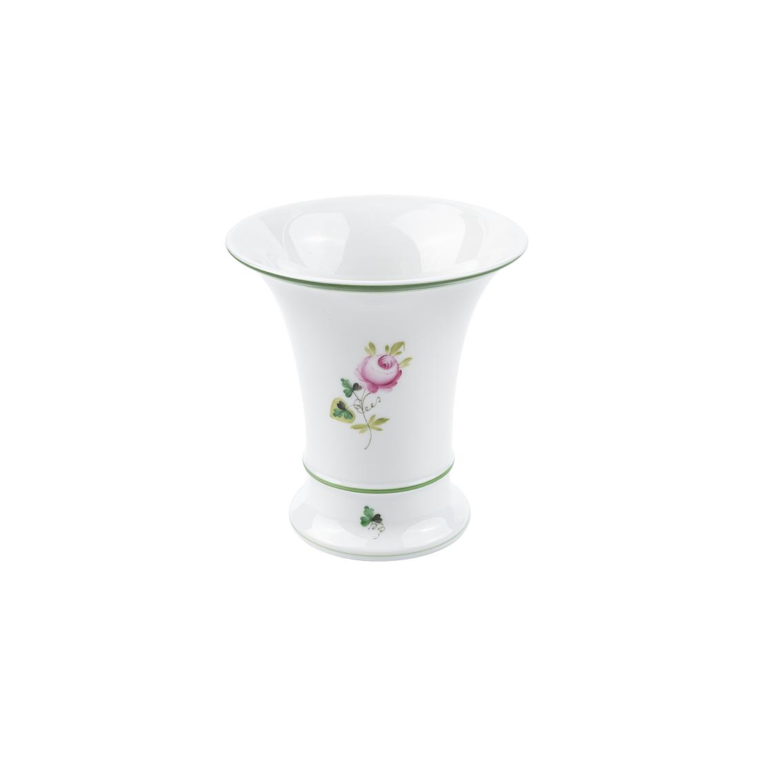 HEREND Vase 10cm Vienna Rose Green Striped Pink Rose