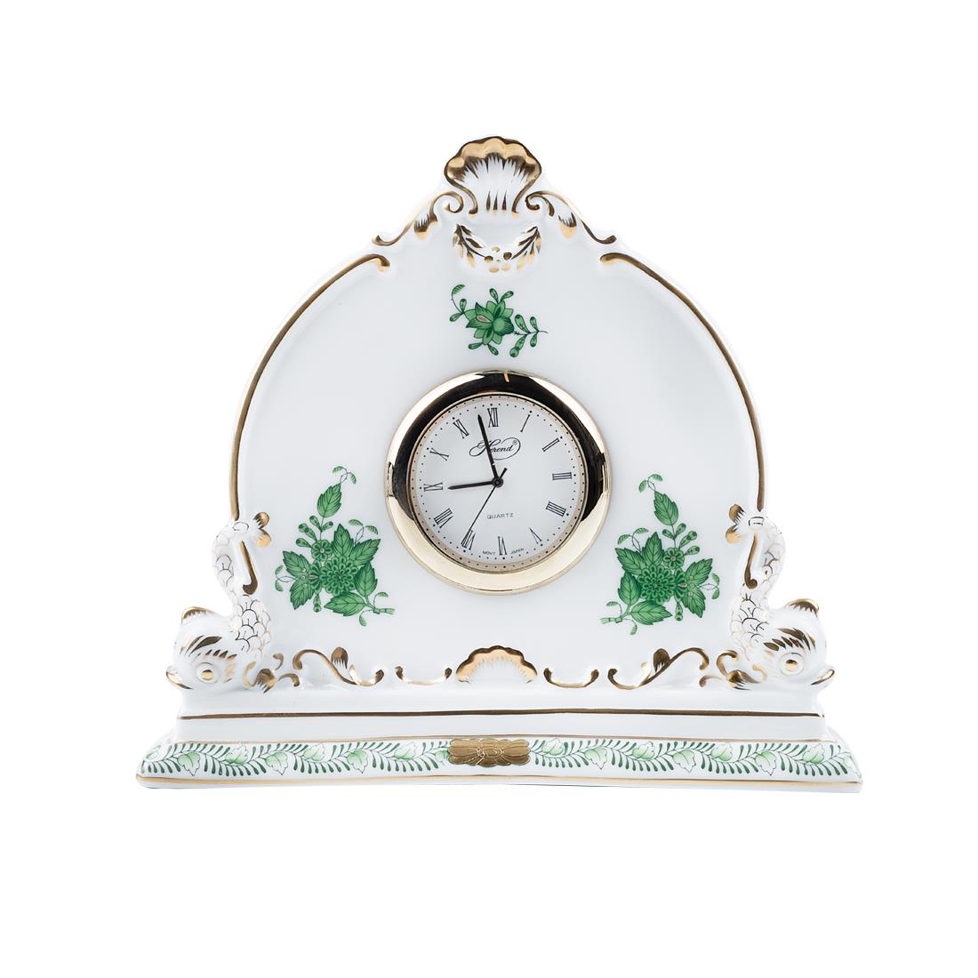 HEREND Yuvarlak Masa Saati 11cm Apponyi Yeşil