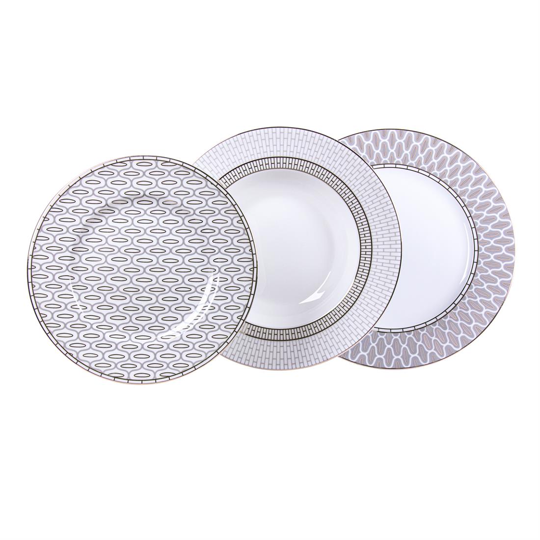 IMPERIAL PORCELAIN 18 Parça Yemek Servis Takımı Salamandra Gray