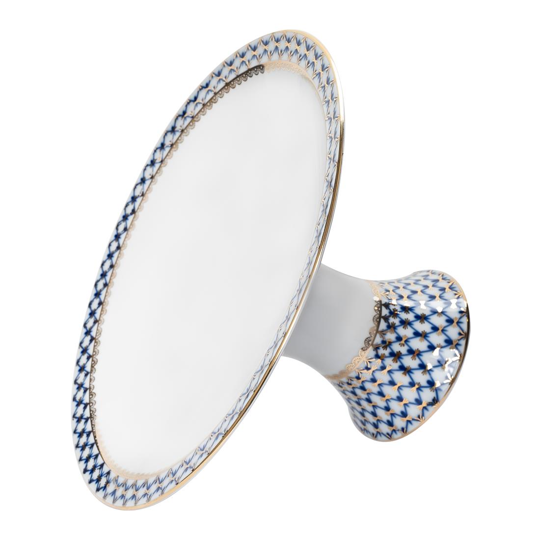 IMPERIAL PORCELAIN Ayaklı Meyvelik Büyük  Cobalt net Mavi