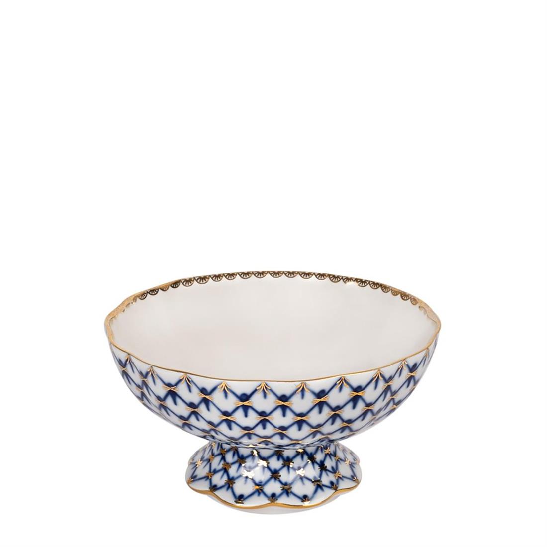 IMPERIAL PORCELAIN Ayaklı Şekerlik & Sunumluk 325 ml Cobalt net Mavi