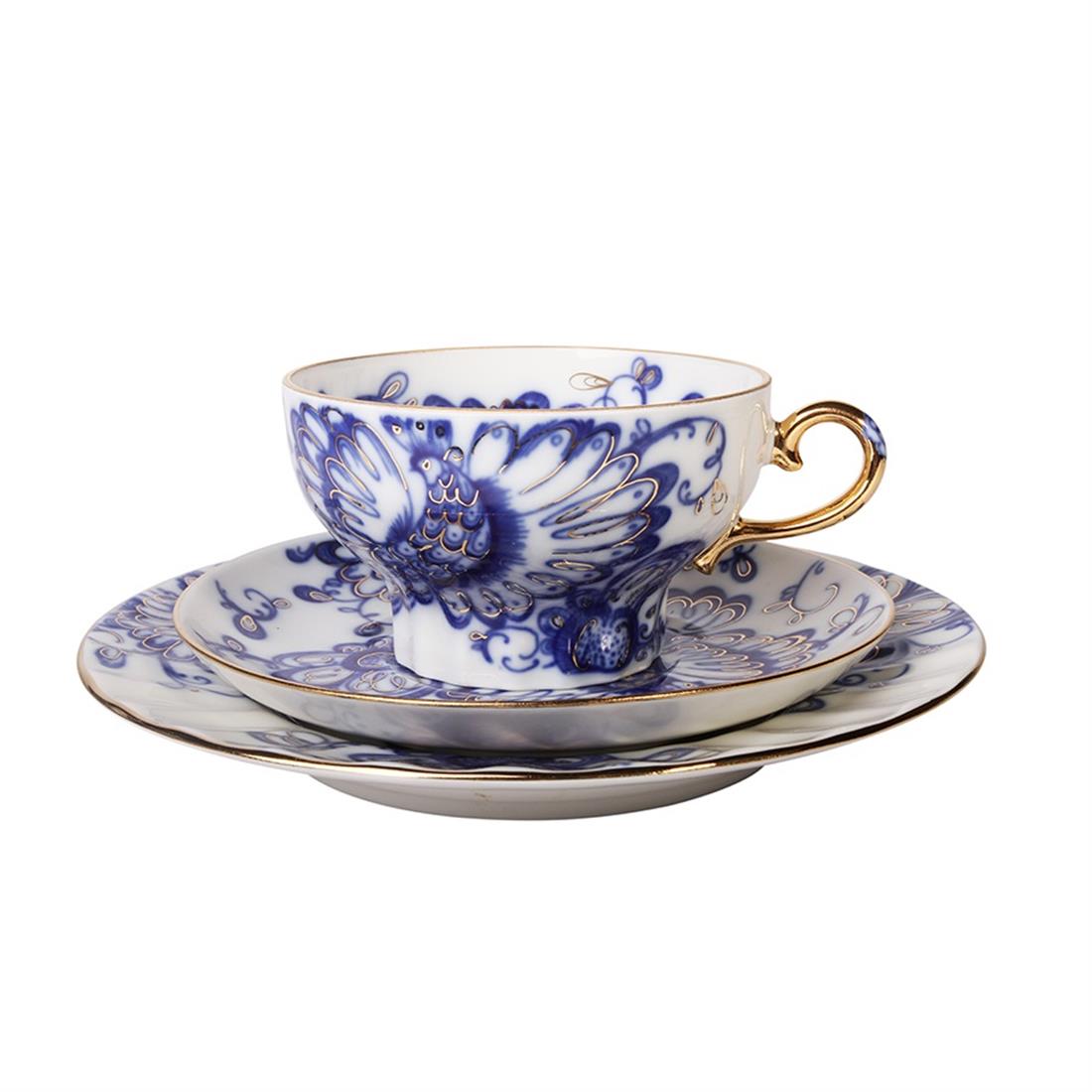 IMPERIAL PORCELAIN Çay Fincanı 230 ml & Pasta Tabağı 18 cm Trio SINGING GARDEN