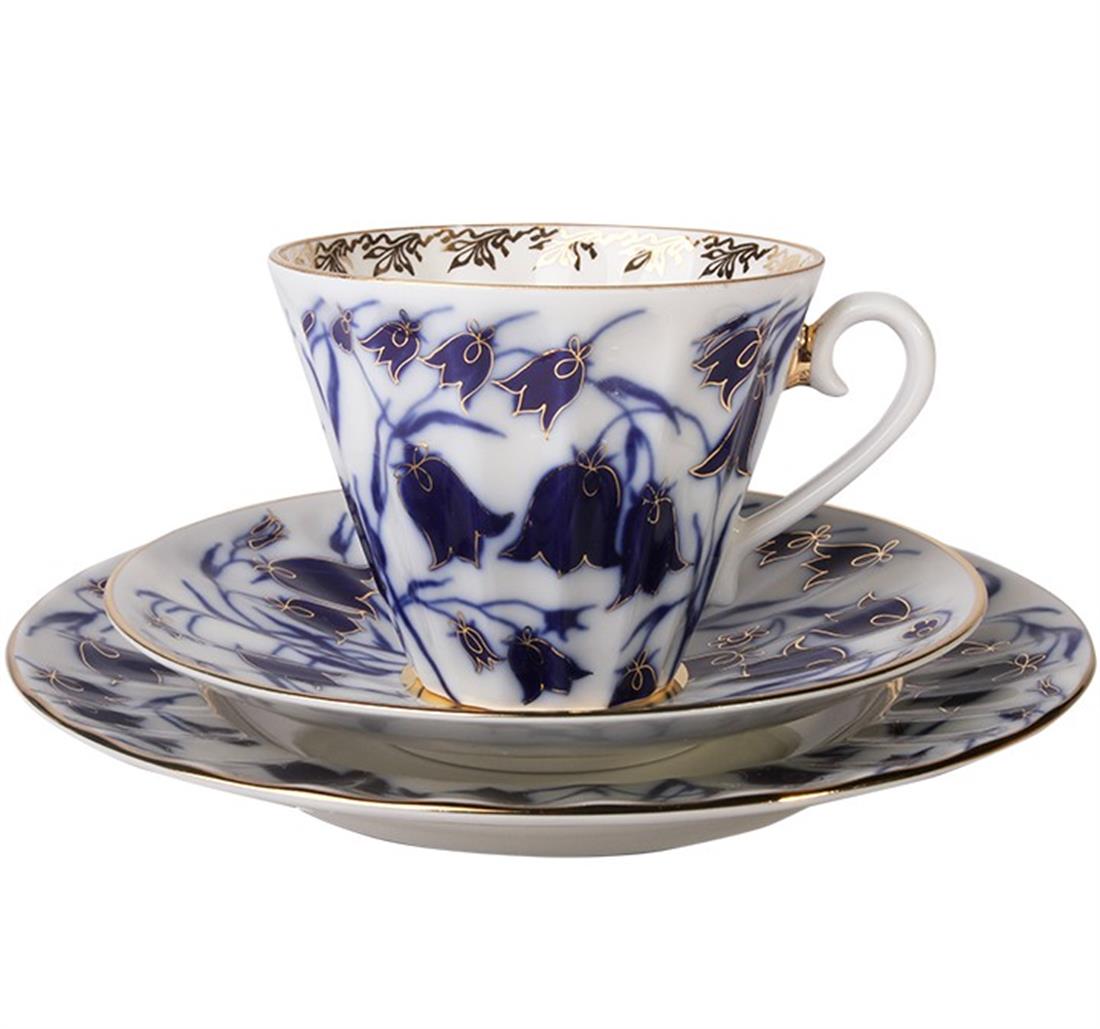 IMPERIAL PORCELAIN Çay Fincanı 235 ml & Pasta Tabağı 18 cm Trio Bellflowers
